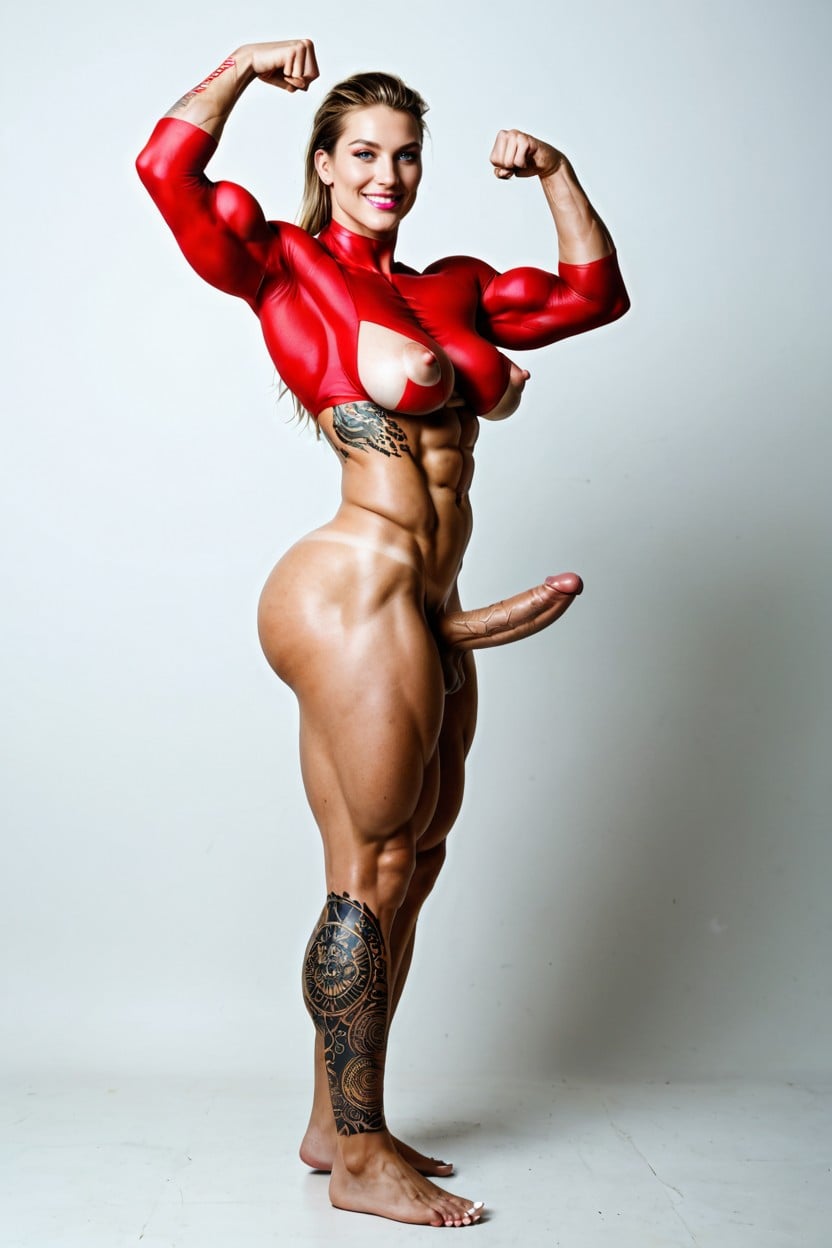Saggy Balls, Hyper Extremely Waist, Penis Bent Upwards Porno IA transsexuelle
