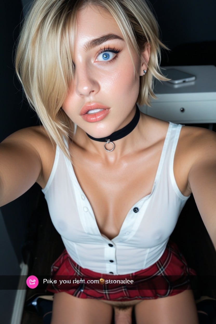 Sissify Androgynic Chest, Body, White Open Button Down Shirt Shemale AI Porn