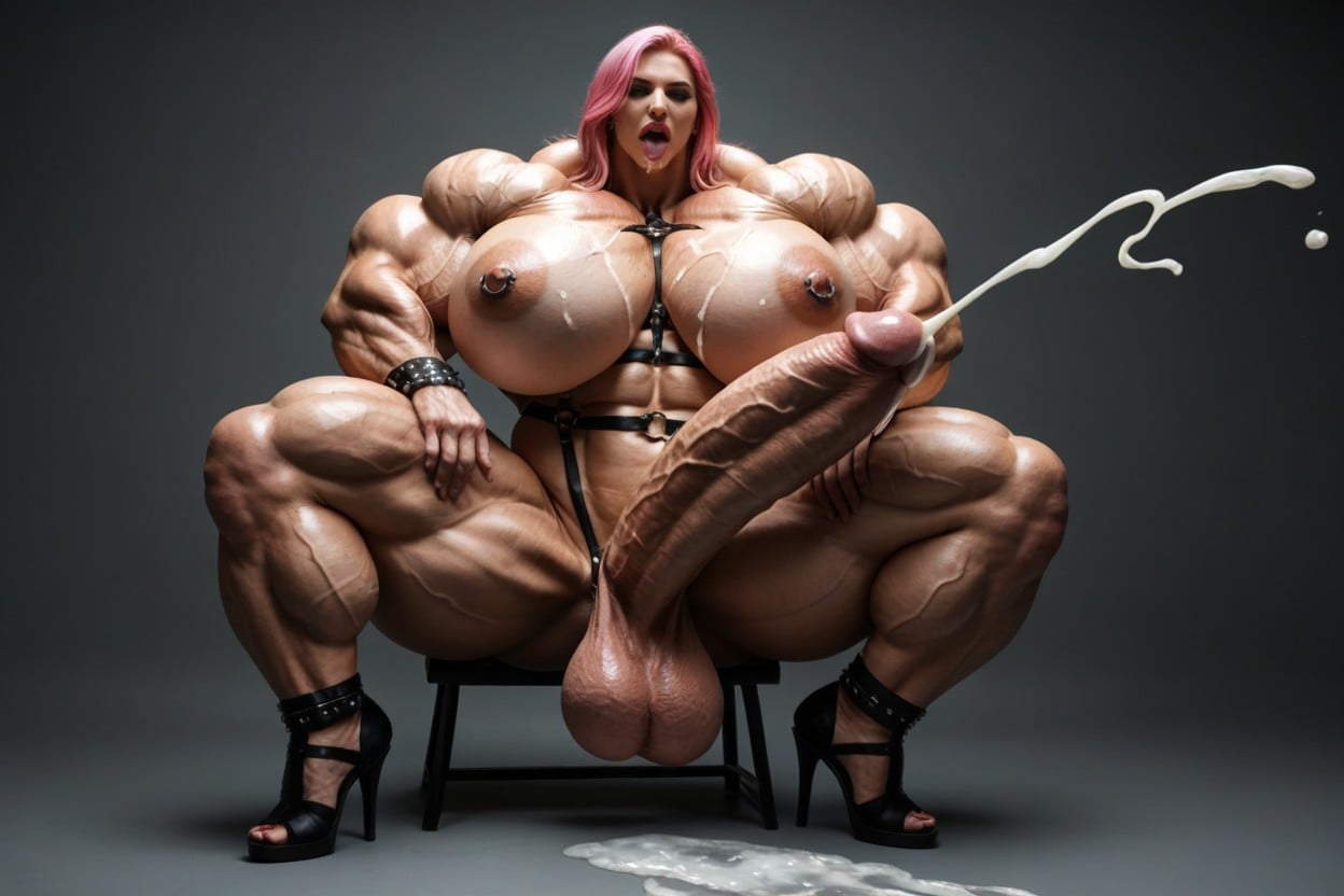 Orgasm, Gigantic Muscular Calves, Body Bigger Than Head Shemale AI Porn