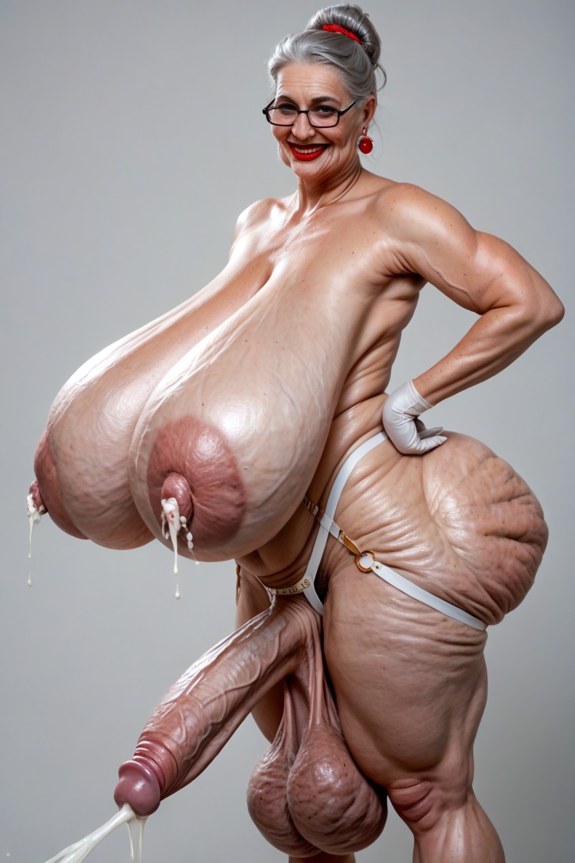 Front View, Shriveled Balls, Wrinkles On Ass Shemale AI Porn