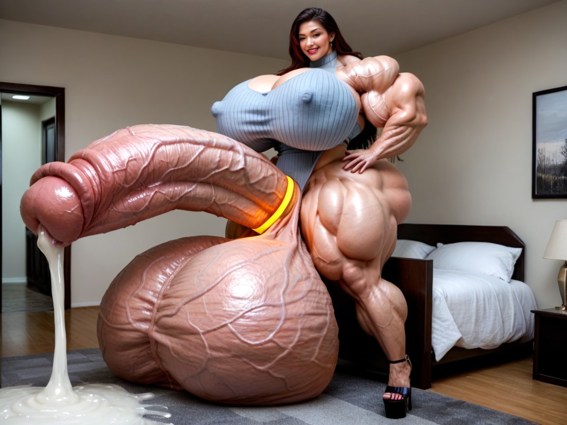 Impossibly Gigantic Girthy Penis, Crotch, Penis Longer Than Body Shemale AI Porn