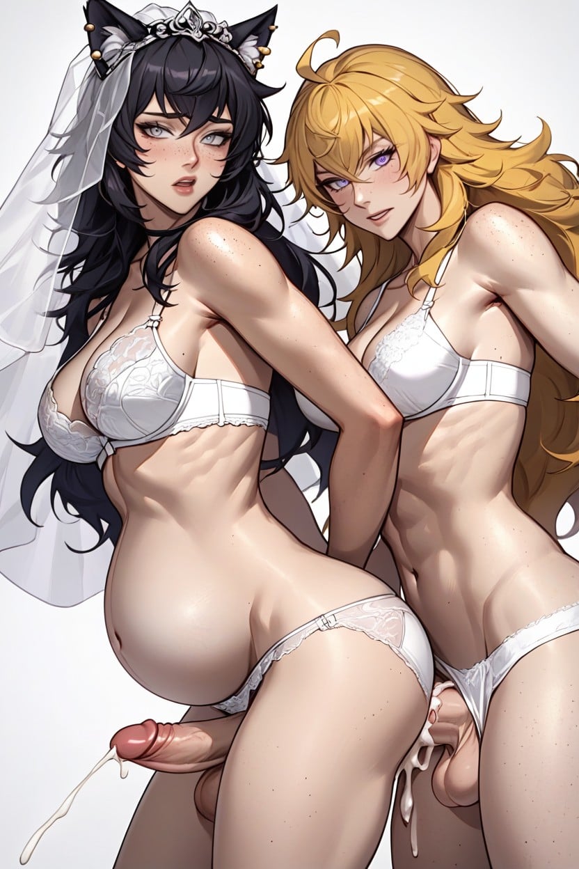 Highly Detailed, Cum Bloated Belly, Yang’s Face Pressed Against Kali From Behind Shemale AI Porn