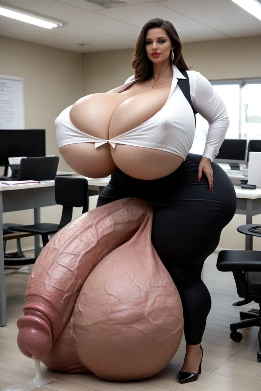 Forehead, Most Exaggerated Gigantic Oversized Penis, Flaccid Shemale AI Porn