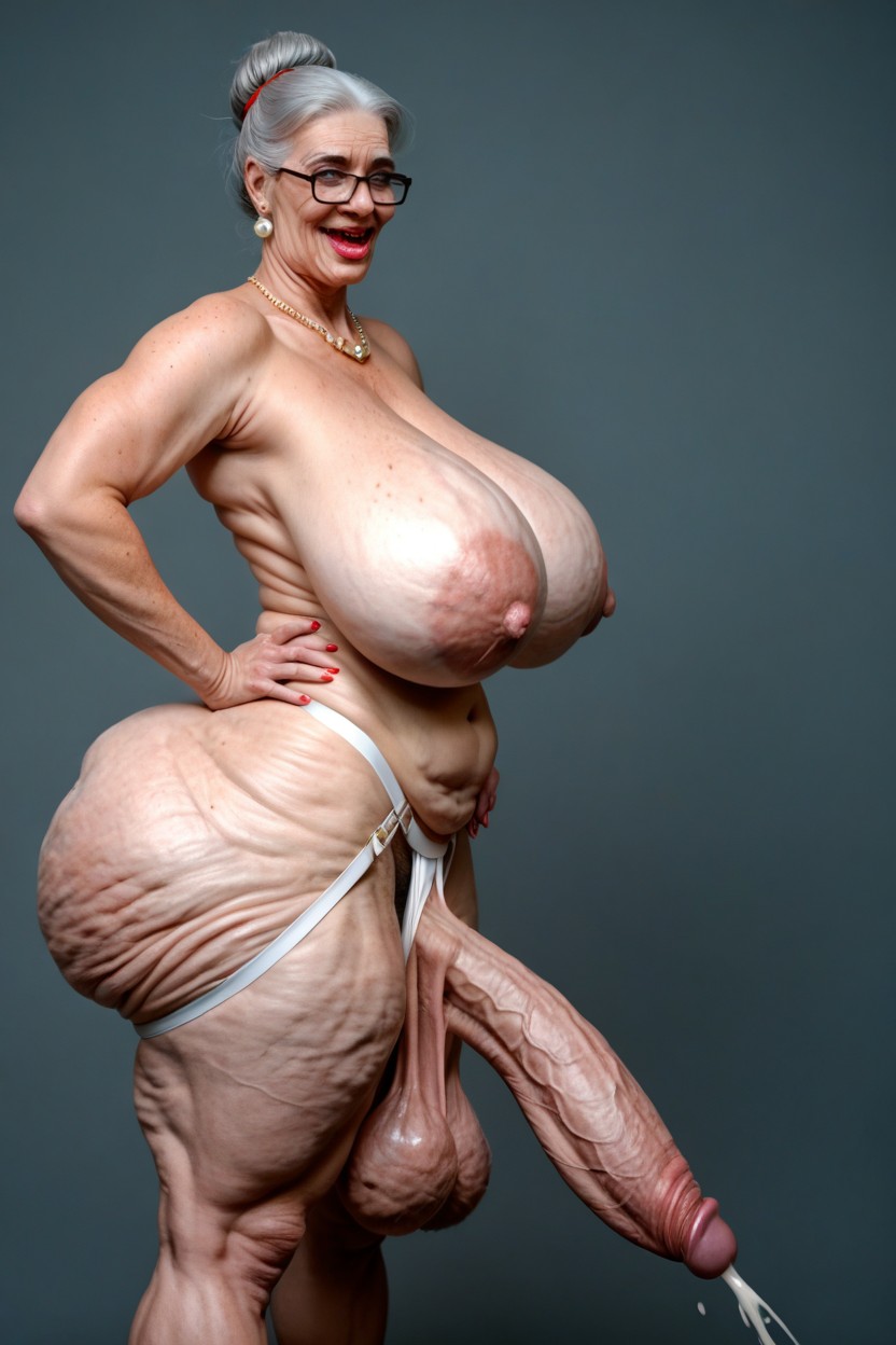 Extremely Low Hanging Balls, Parted Breasts, Extremely Low Hanging Balls Shemale AI Porn