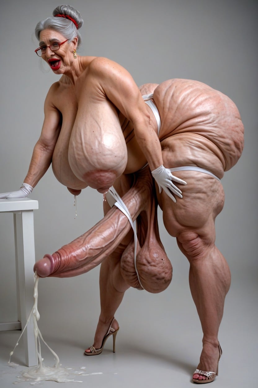 Parted Breasts, Wrinkles On Thighs, Thick Lumpy Breast Milk Shemale AI Porn