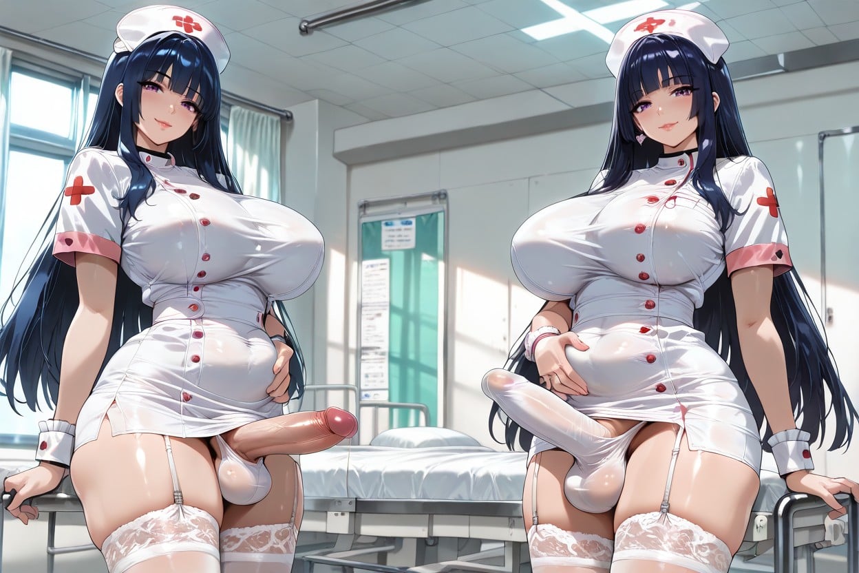 White Frilled Cuffs, Light Bangs, White Lace Garter Belt Inside Shemale AI Porn