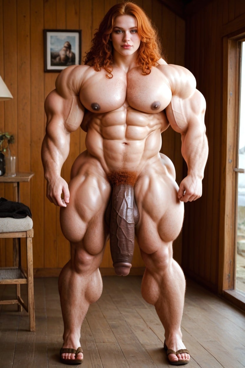 Veiny Black Cock, Female Face, Huge Biceps Shemale AI Porn