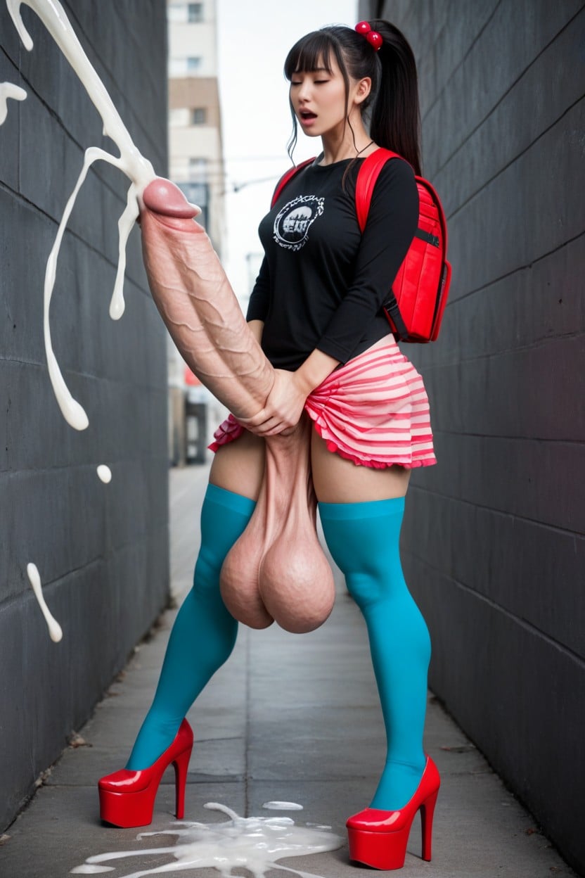 Orgásmica, Pink Skirt, Massive Ejaculation Porno shemale IA