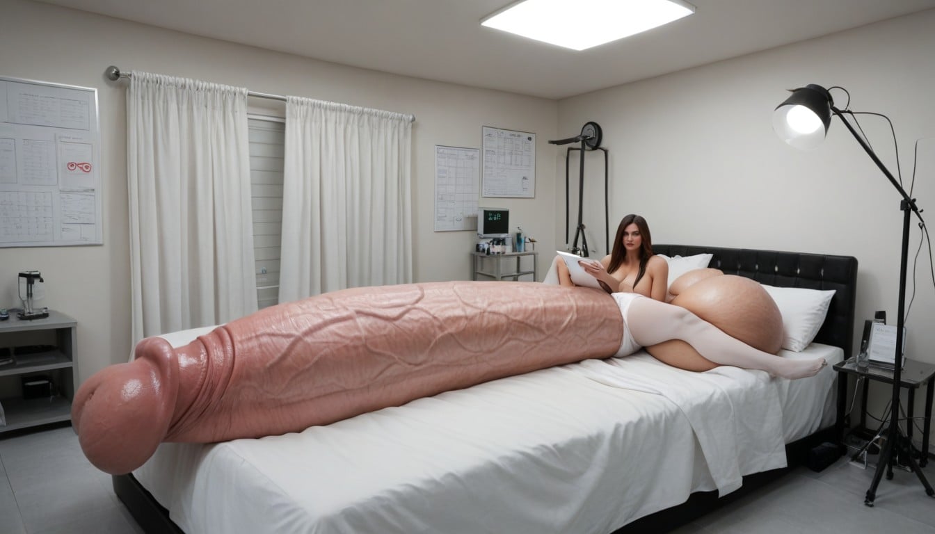 Sitting Down, Embarrassed , Nude Hyper Futanari With Hyper Gigantic Penis Shemale AI Porn