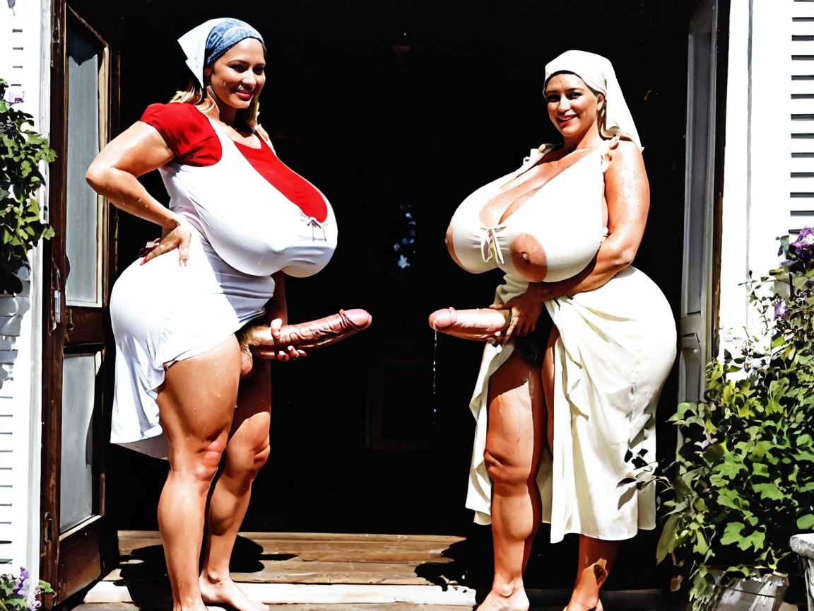 Debout, Headscarf, Pénis Hyper Long Et Impossible Porno IA transsexuelle