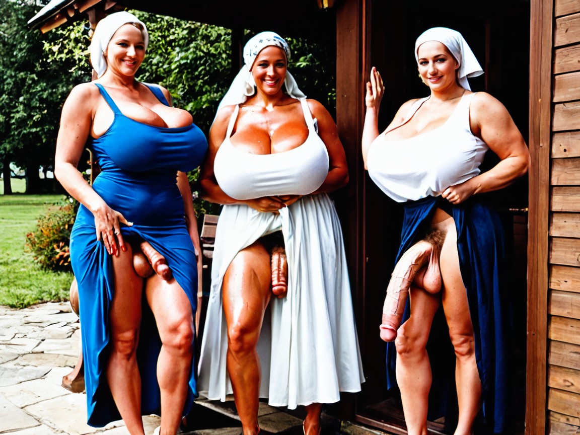 Headscarf, Group Of Futanaris, Shiny Skin Shemale AI Porn