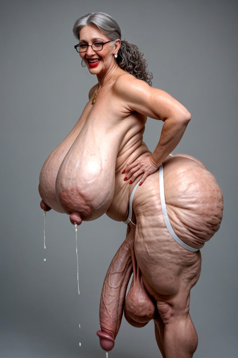 Heavy Balls, Saggy Ass, Bimbo Lips Shemale AI Porn