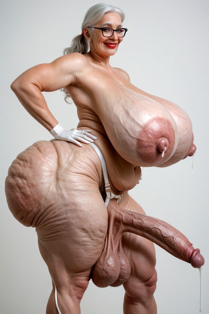 Saggy Breasts, Cellulite Breasts, Chinese Mexican Grandma Shemale AI Porn