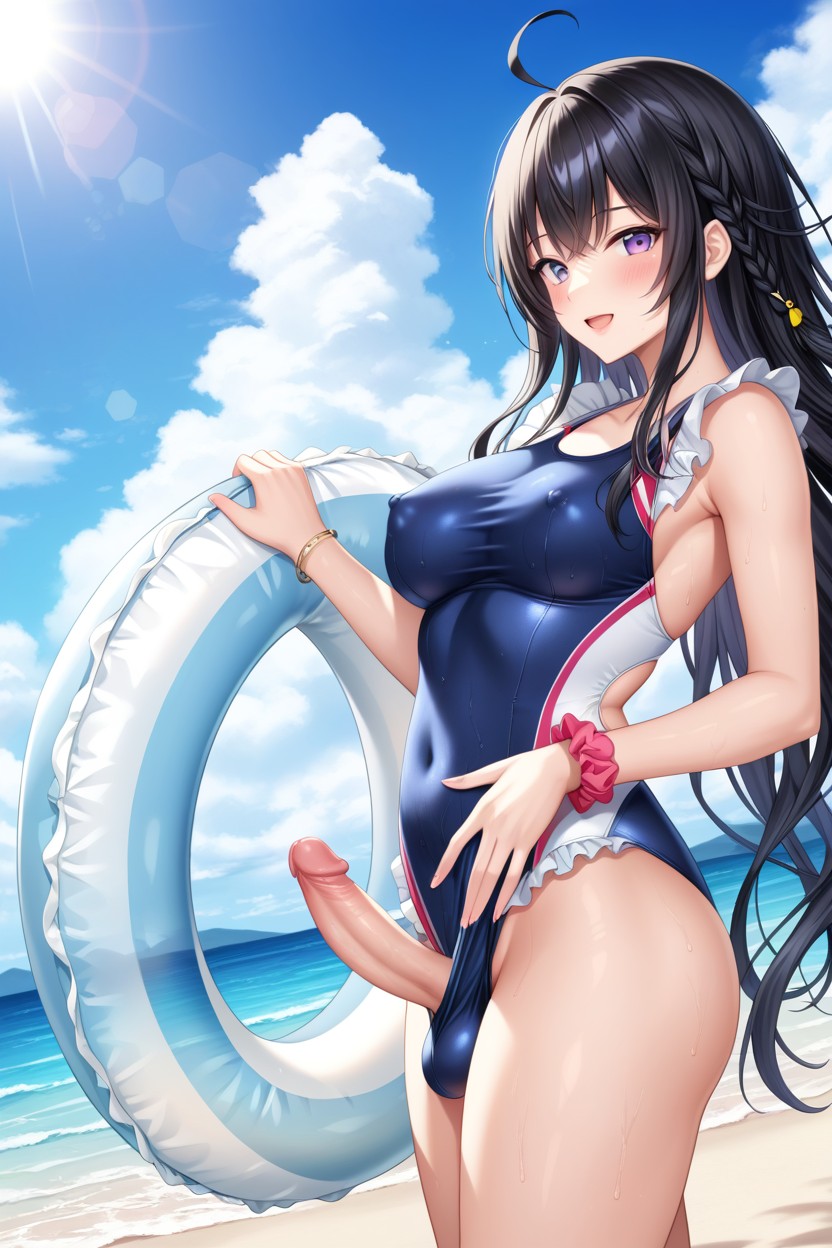 1 Person, White Sand, Strong Sunlight Shemale AI Porn