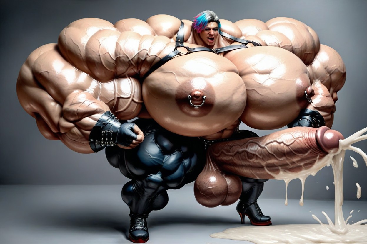 Gigantic Muscular Quads, Hyper Veiny Quads, Spiked Cockring Porno IA transsexuelle