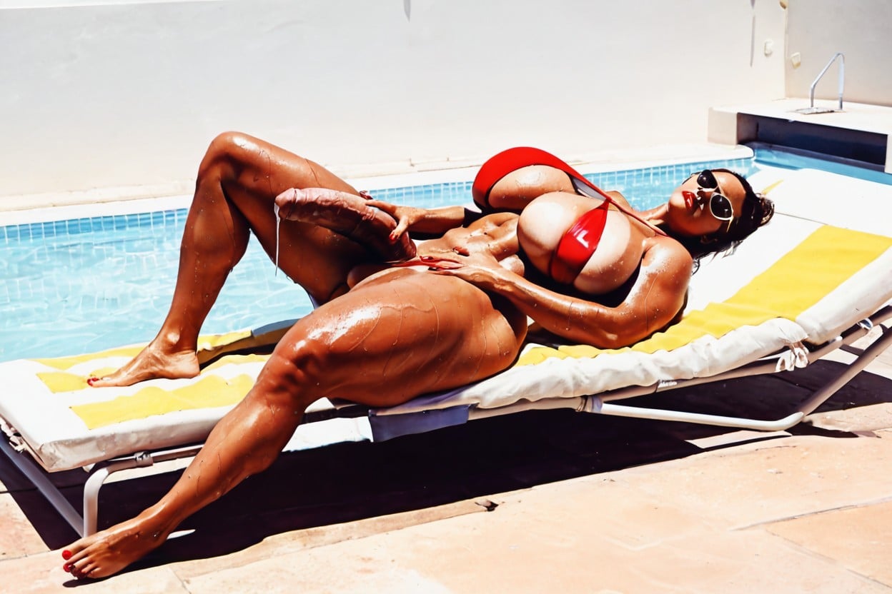 Shiny Skin, Manicure, Lying On A Sun Lounger Shemale AI Porn