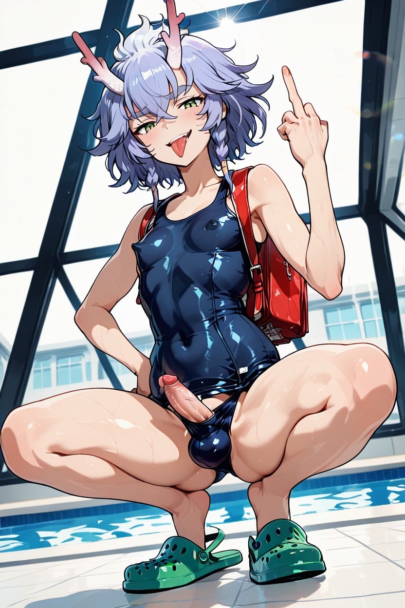 Rei-no Pool, Spread Legs, Modest Height Porno IA transsexuelle