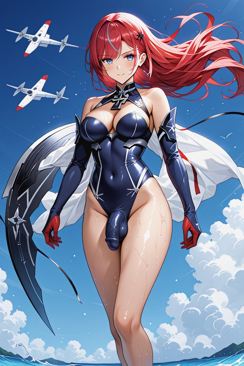 Futa Character Fully In Frame, Eyeliner, High Quality Hands Shemale AI Porn