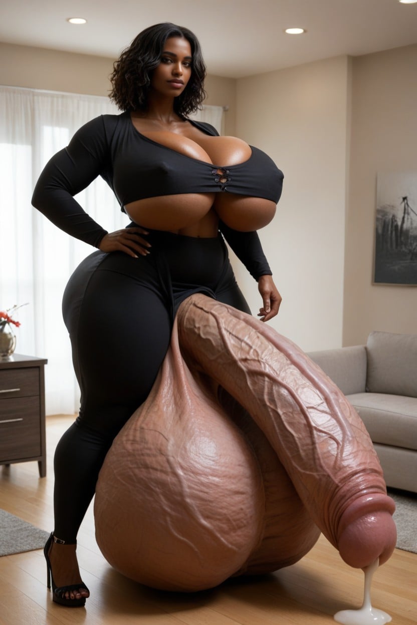 Huge Hyper Ass, Penis Longer Than Body, Thick Nipples Porno IA transsexuelle
