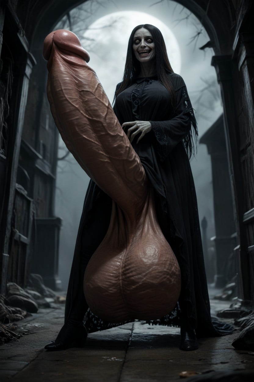 Creepy Face, Creepy Atmosphere, Ultra Realistic Dick Porno IA transsexuelle