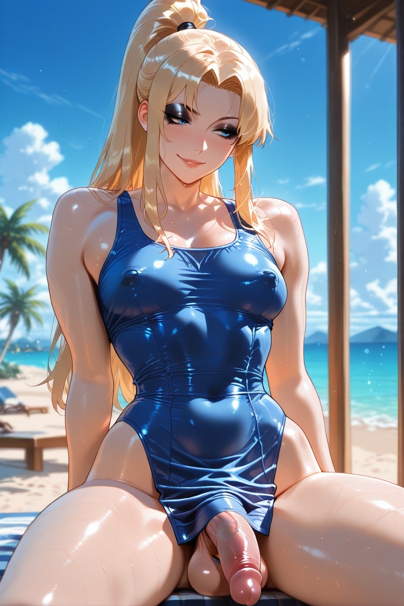 Beach Resort Setting, Large Breasts, Seductive Pose Porno shemale IA