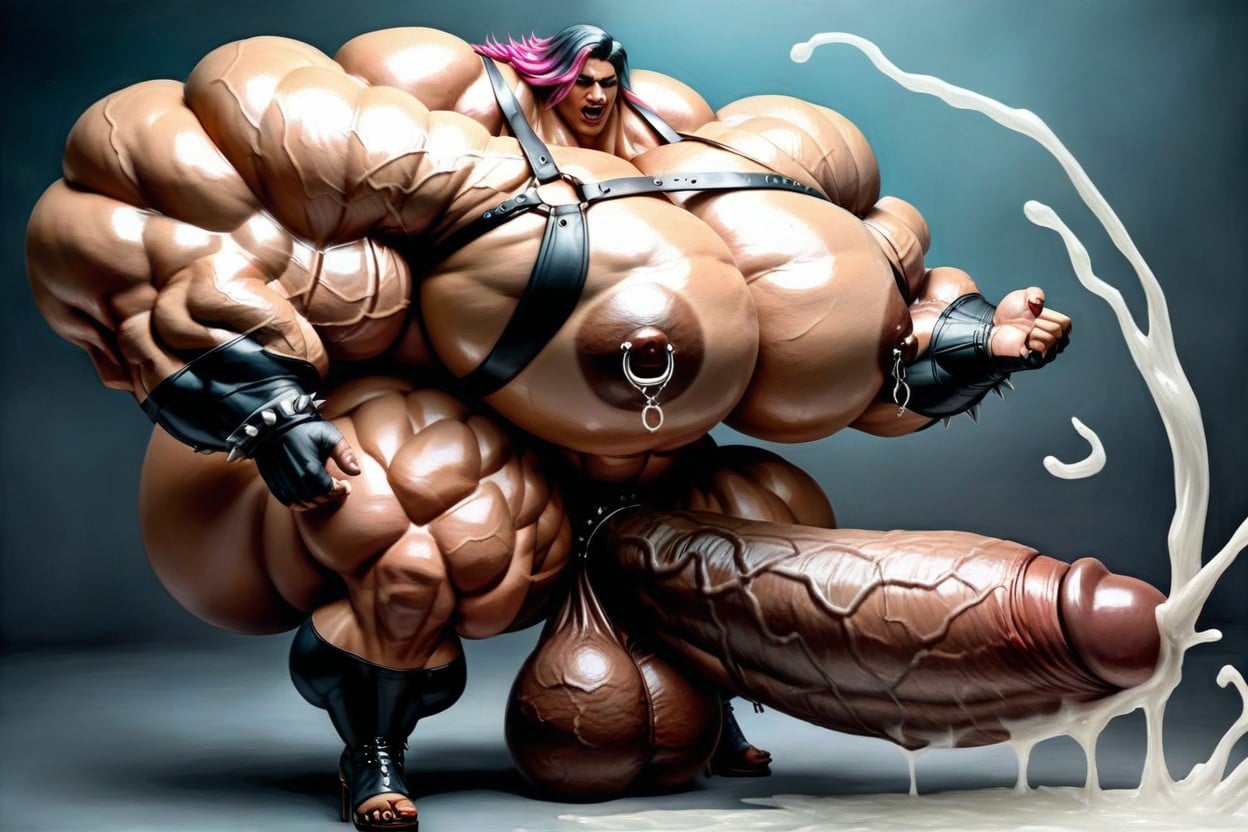 Close-up Shot, Three Cuarter View, Flexing One Arm And Grabbing Her Own Penis Porno shemale IA