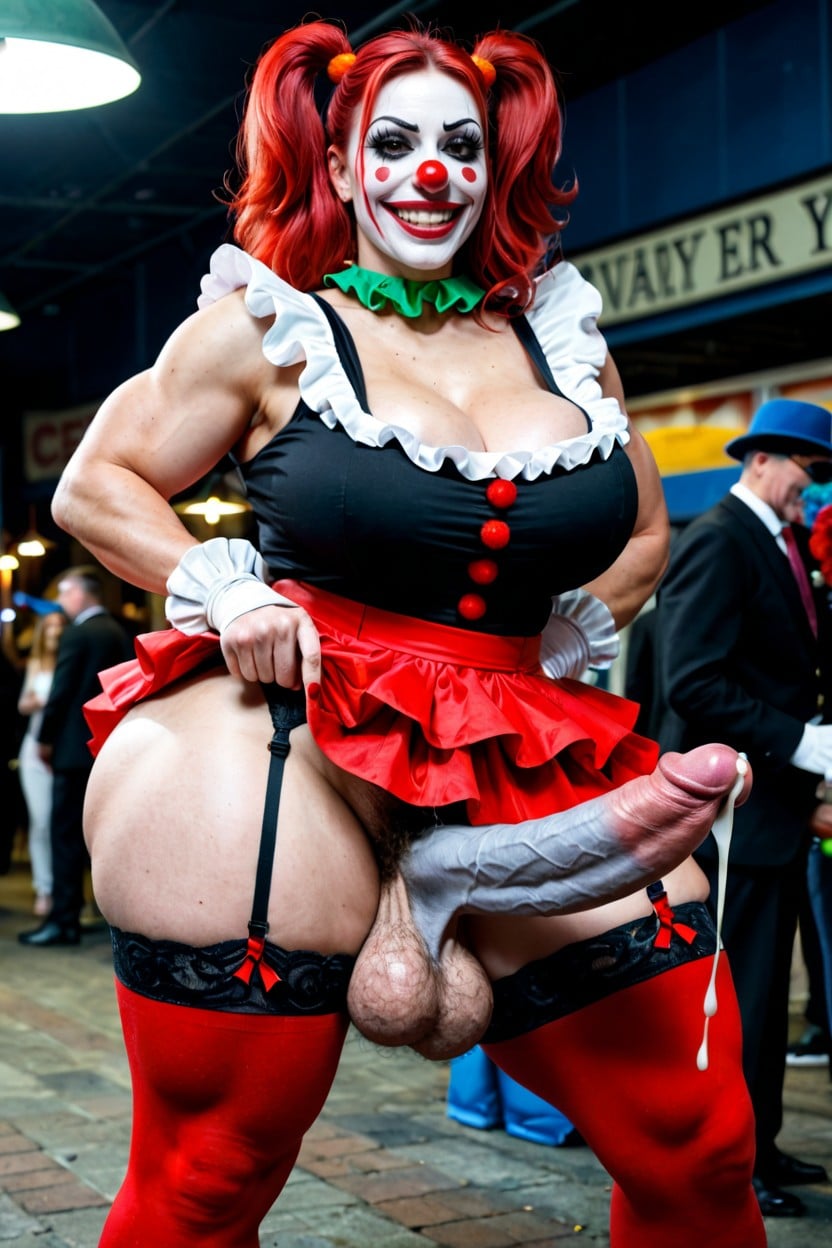 Red Hair, Garter Belt, Leaking Cum Porno IA transsexuelle