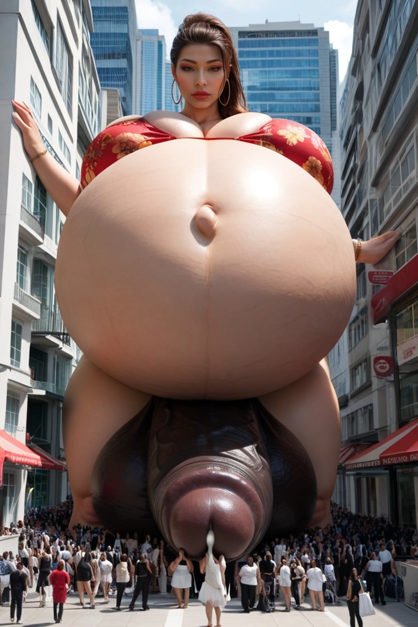 giantess, Futanari Giantess, Extra Gigantic Pregnant Belly Shemale AI Porn