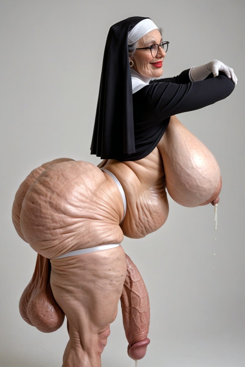 Saggy Belly, Hyper Veiny Breasts, Shoulders Back 人妖AI色情