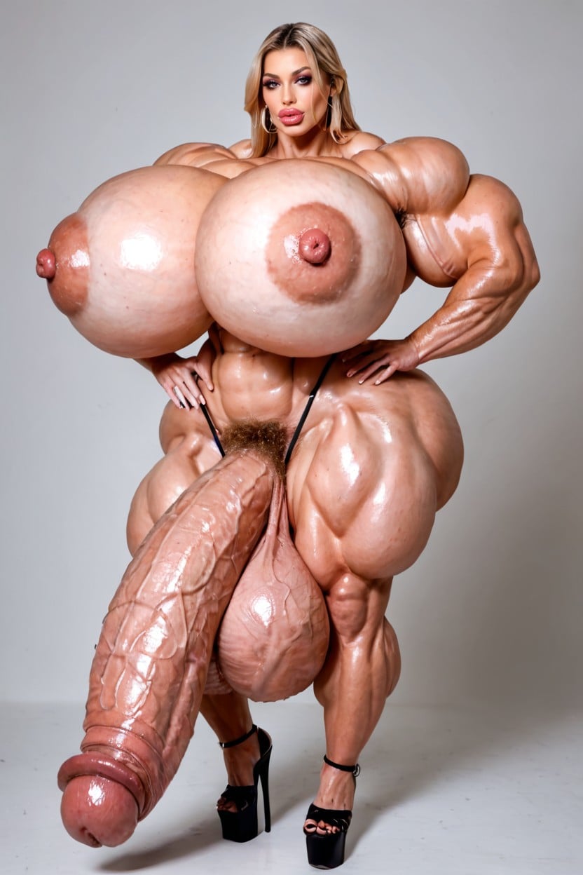 Penis Bigger Than Body, Hyper Absurdly Gigantic Massive Muscle, Giant Bulging Penis Shemale AI Porn