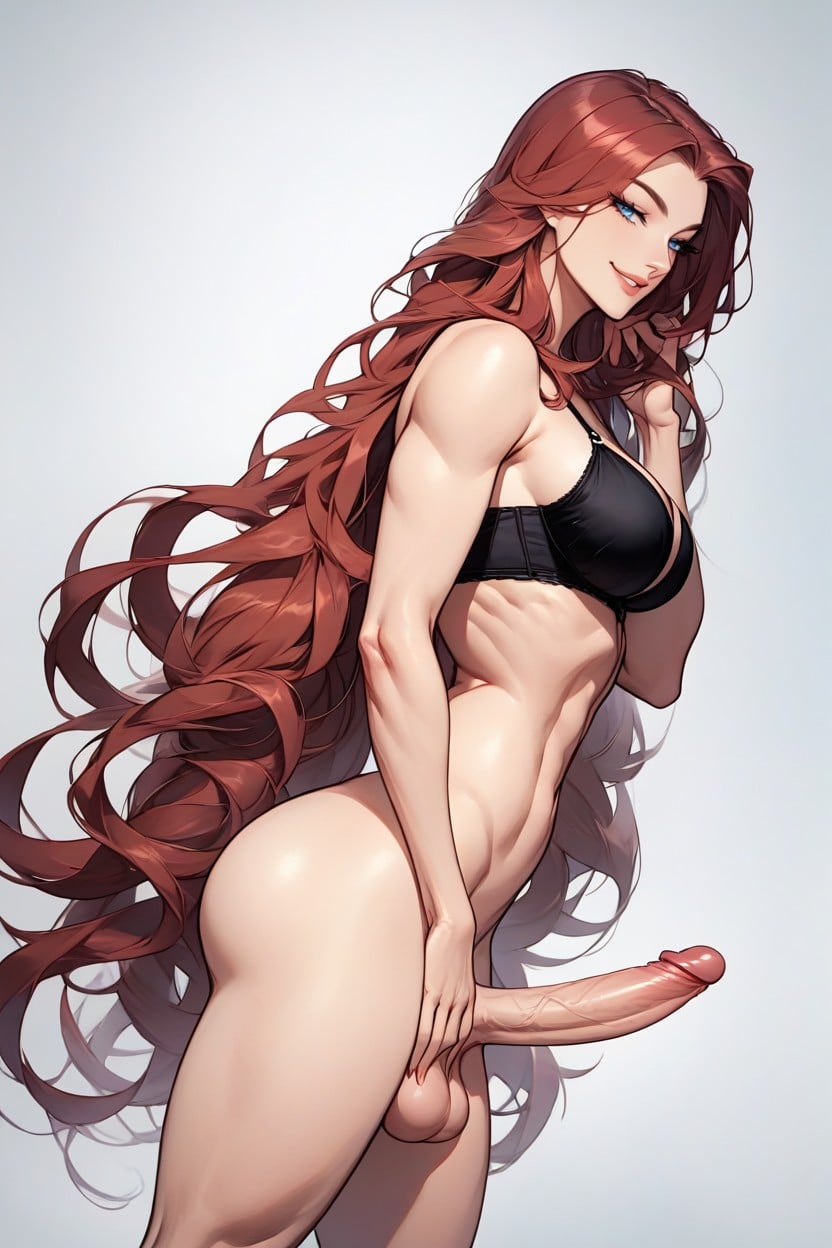 Loving, Proud Of Her Hard Penis, Brown Hair Shemale AI Porn
