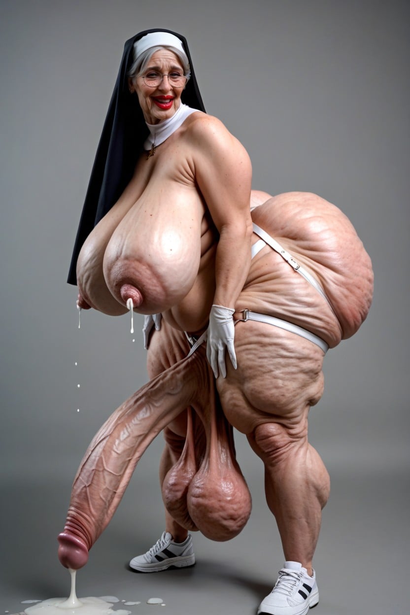 Cellulite Breasts, Hands On Hips, Naked Shemale AI Porn