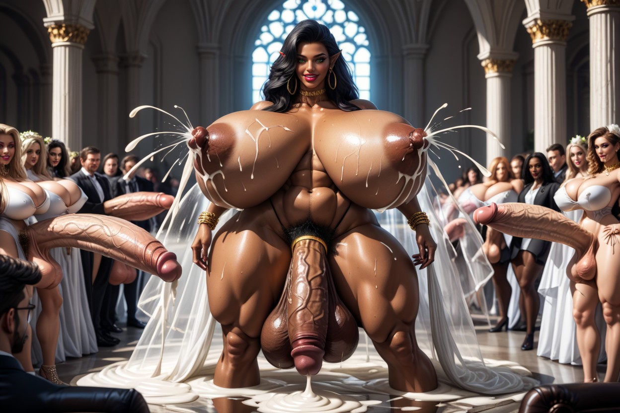 Cum All Over, Long Black Hair, Penis Longer Than Body Shemale AI Porn