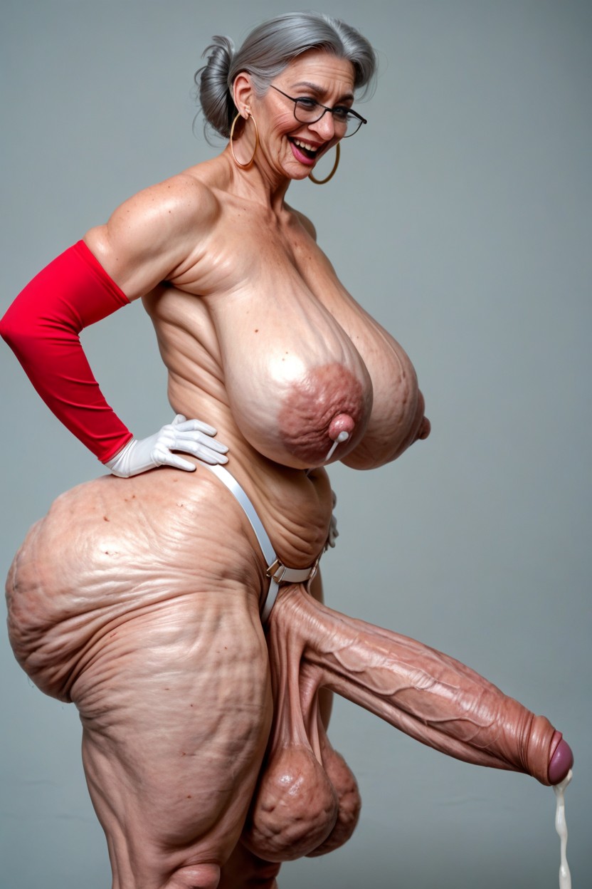 Hyper Long Testicles, Wide Hips, Natural Breast Shemale AI Porn