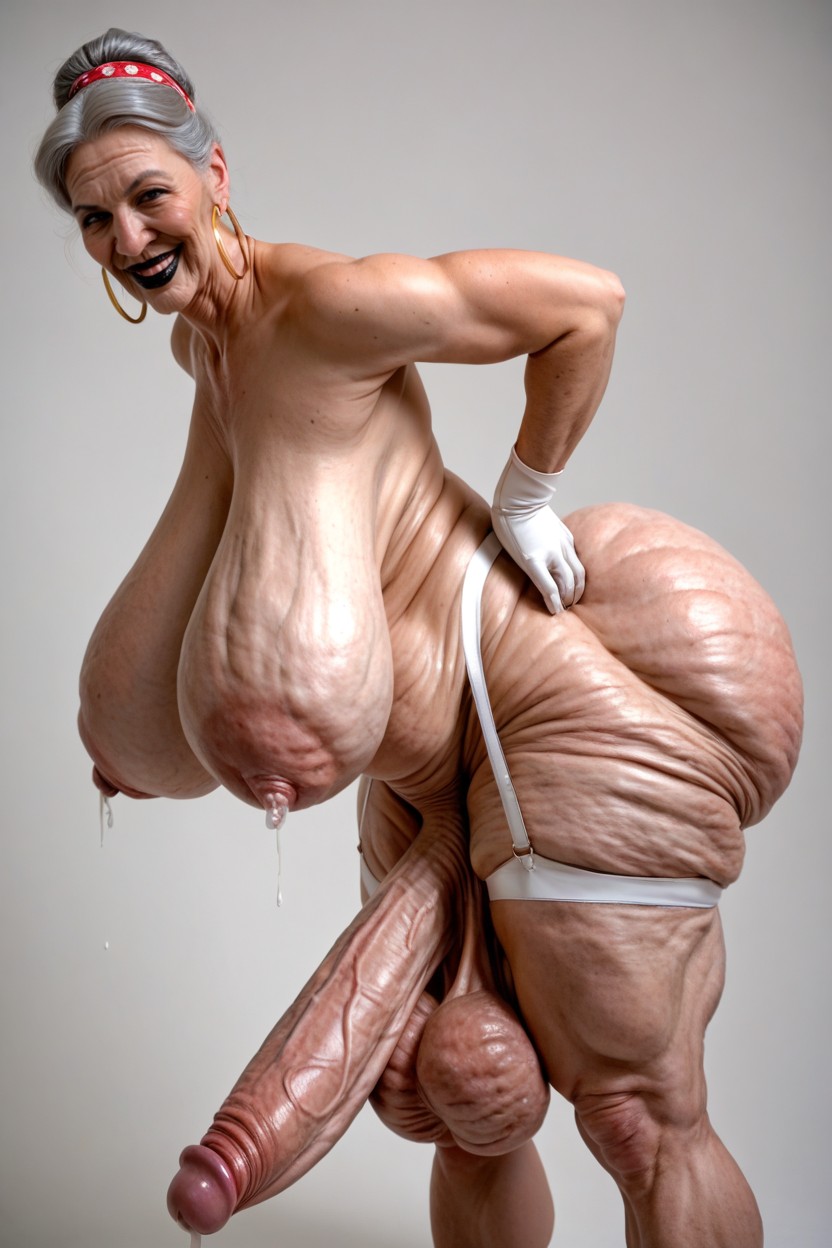 Hyper Long Cock, Wrinkles On Ass, Veiny Forearms Shemale AI Porn