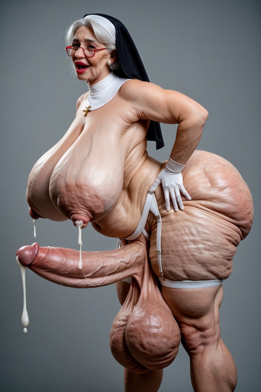 Saggy Breasts, Gigantic Ass, Thick Lumpy Breast Milk Shemale AI Porn