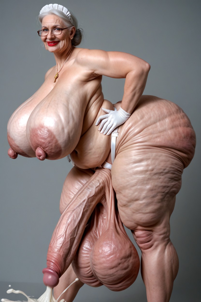 Freckles, Naked, Swollen Pink Cock Shemale AI Porn