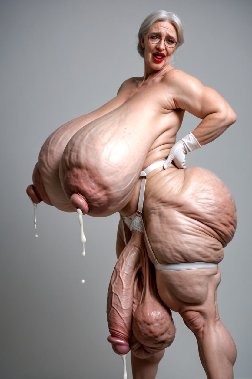 Swollen Pink Cock, Cellulite Legs, Fat Back Shemale AI Porn