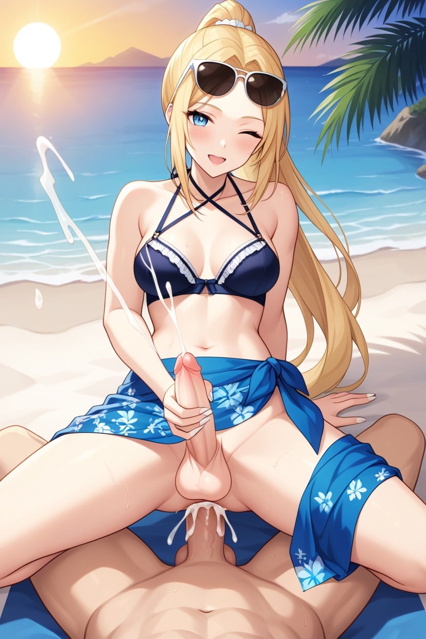 White Nails, Sarong, Long Ponytail Shemale AI Porn