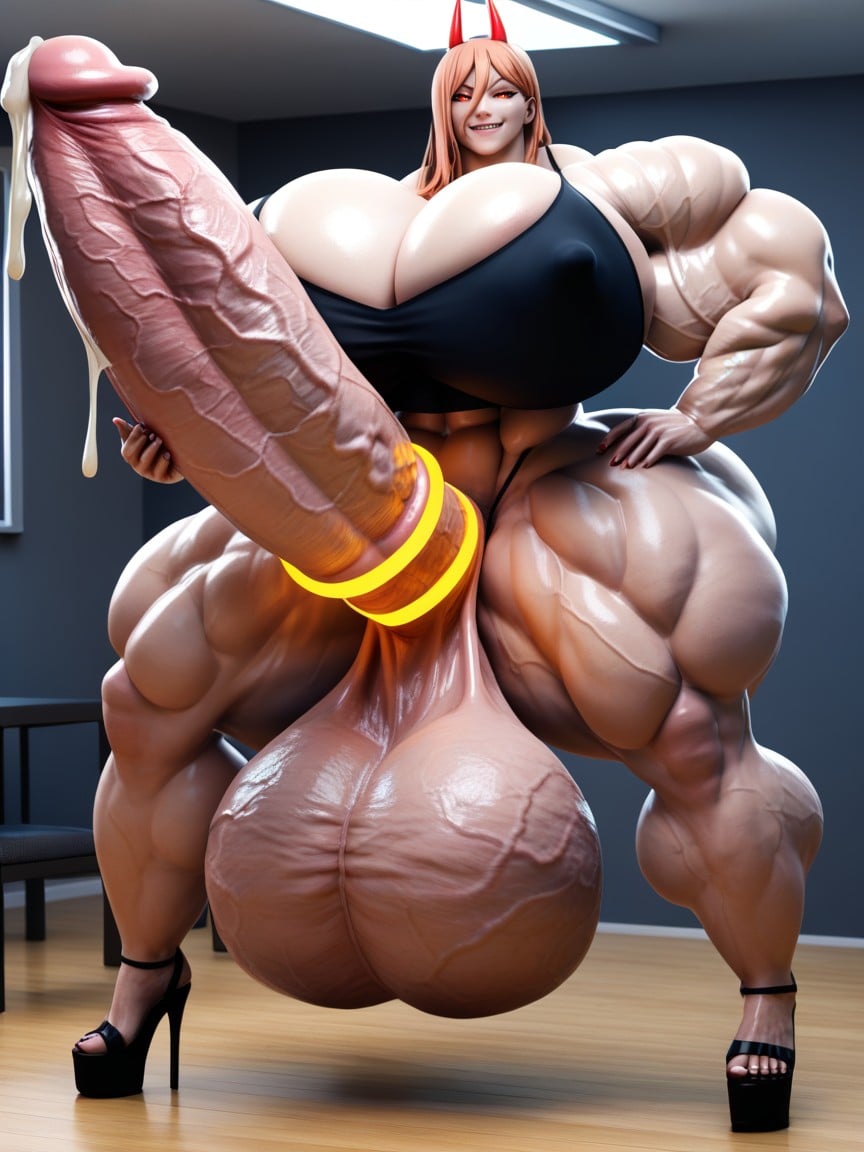 Hyper Gigic Ass, Wide Hips, Front View Shemale AI Porn