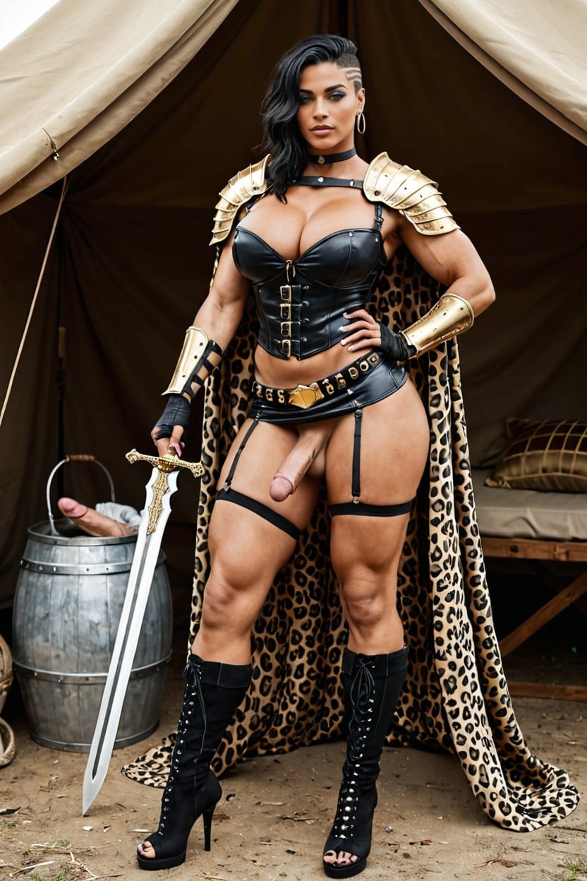 Standing, Royalty, Black And Gold Custom Shemale AI Porn