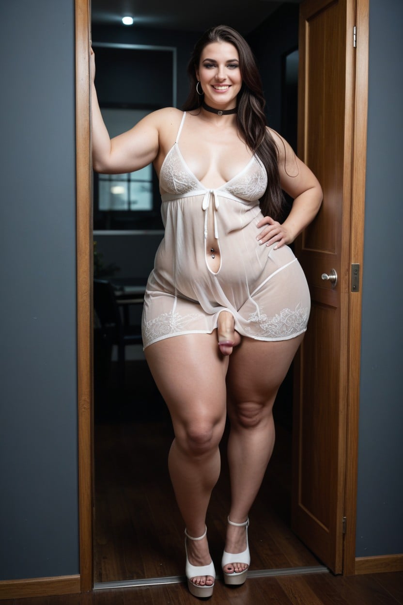 Beautiful Feminine Face, Ultra High Details, Plump Fat Legs Shemale AI Porn