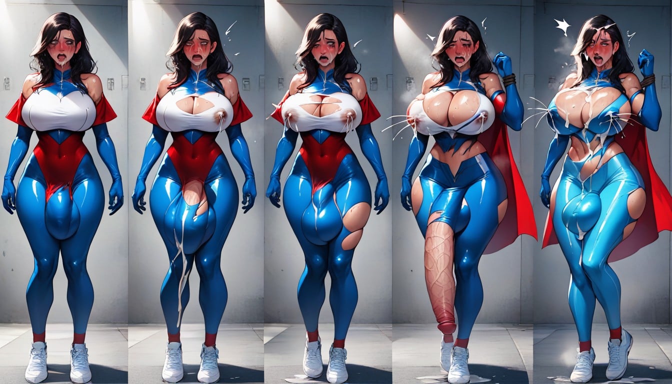 Full-face Blush, Surprised, Impossibly Long Hyper Penis Shemale AI Porn