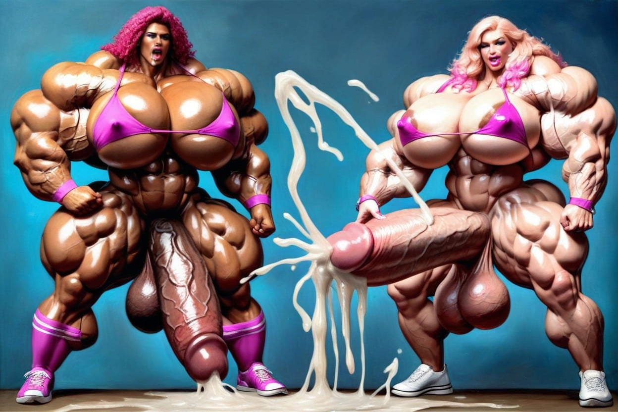 Masturbation, Gigantic Muscle Delts, Giantess African Woman Shemale AI Porn