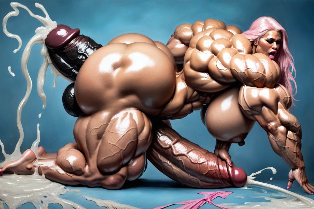 Over Buffed Muscles, Cock Bigger Than Body, Gigantic Muscle Delts Shemale AI Porn