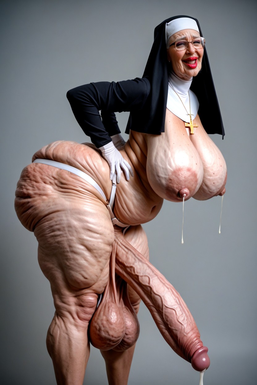 Wide Hips, Cellulite Thighs, Hyper Long Testicles Shemale AI Porn