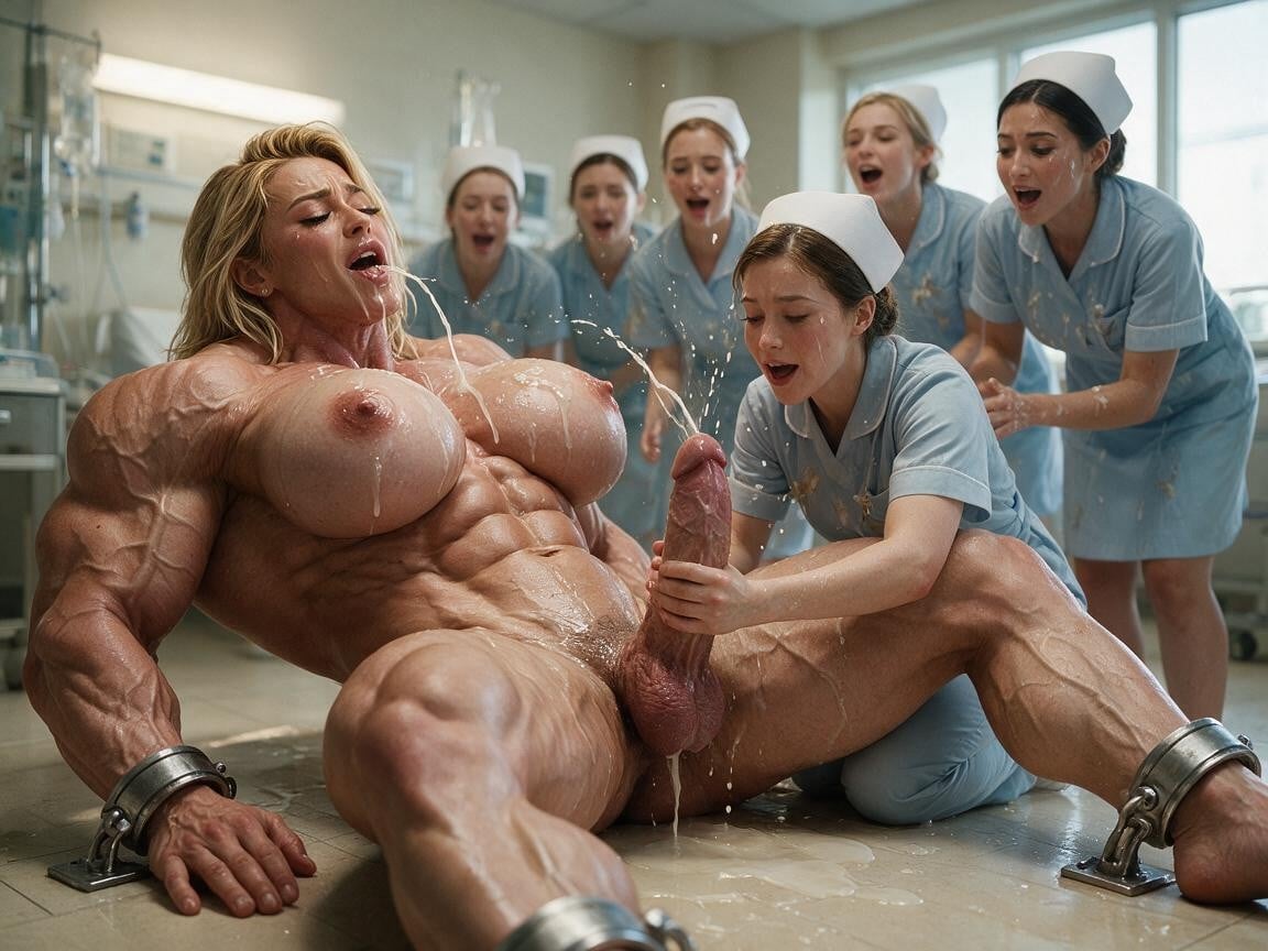 Tall, A Beautiful Giant Woman Lays On The Floor Of A Hospital, Muscular Woman Shemale AI Porn