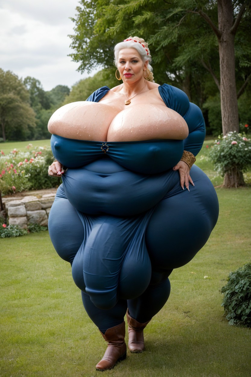 Medieval Fantasy Setting, Beautiful Mature Face, Hyper Sweaty Shemale AI Porn