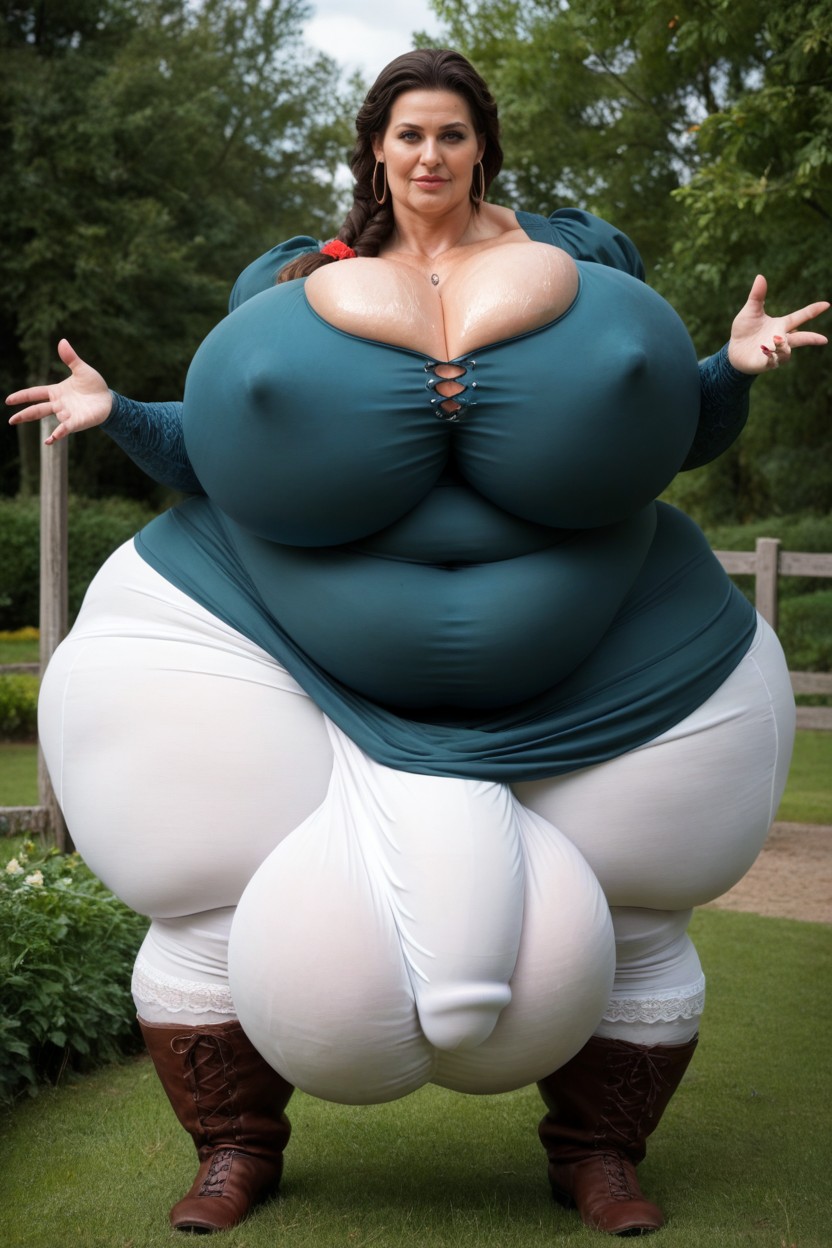 60+, Garden Sanctuary, Ssbbw Mature Muscular Futanari Shemale AI Porn
