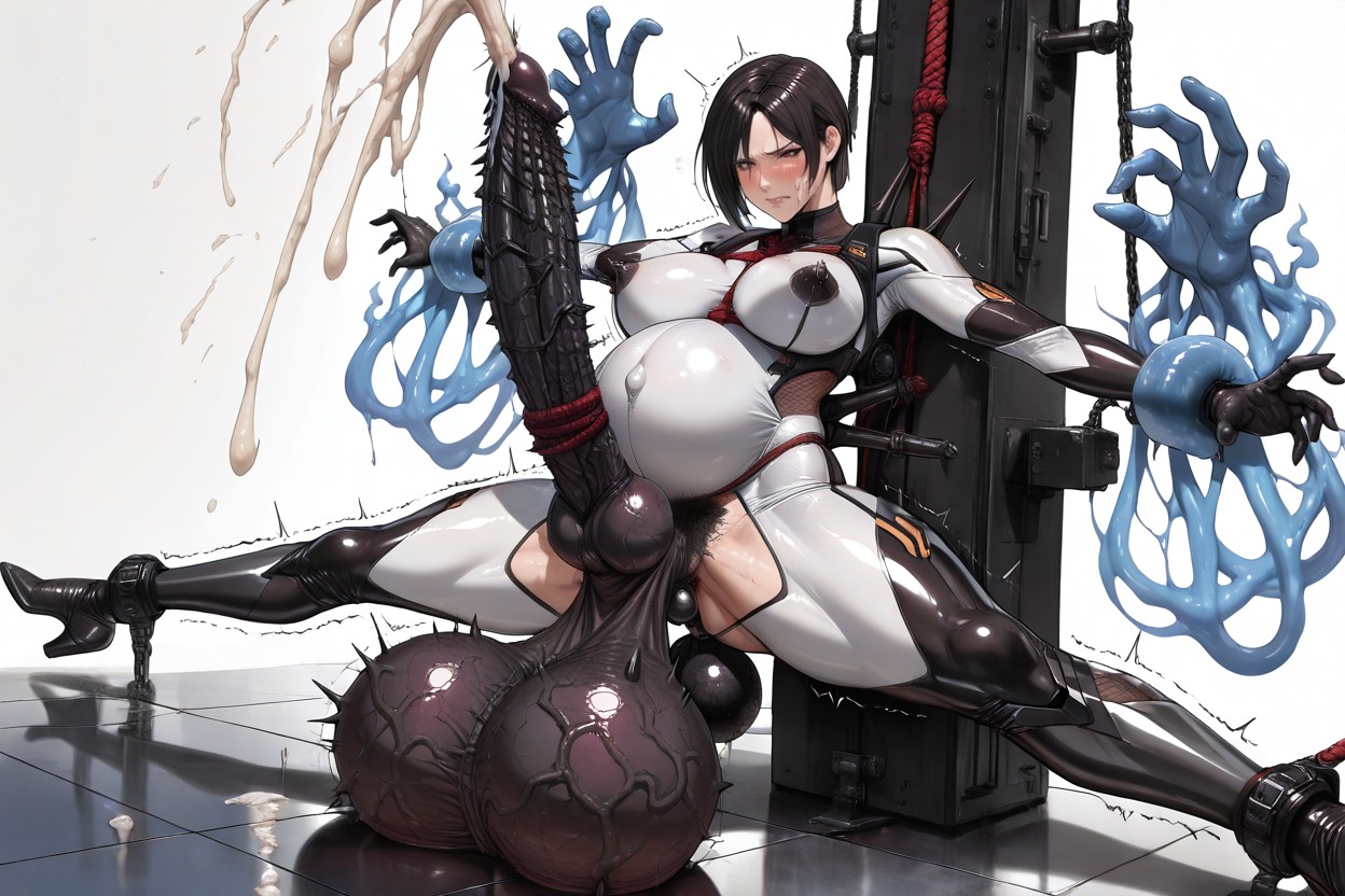 Shiny White Bodysuit, Ada Wong From Resident Evil, Black Horsecock Shemale AI Porn